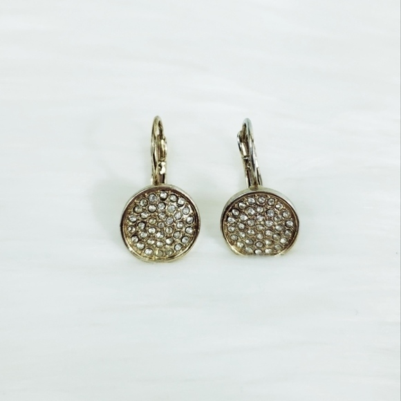 Pave Disc Drop Earrings - Picture 1 of 4